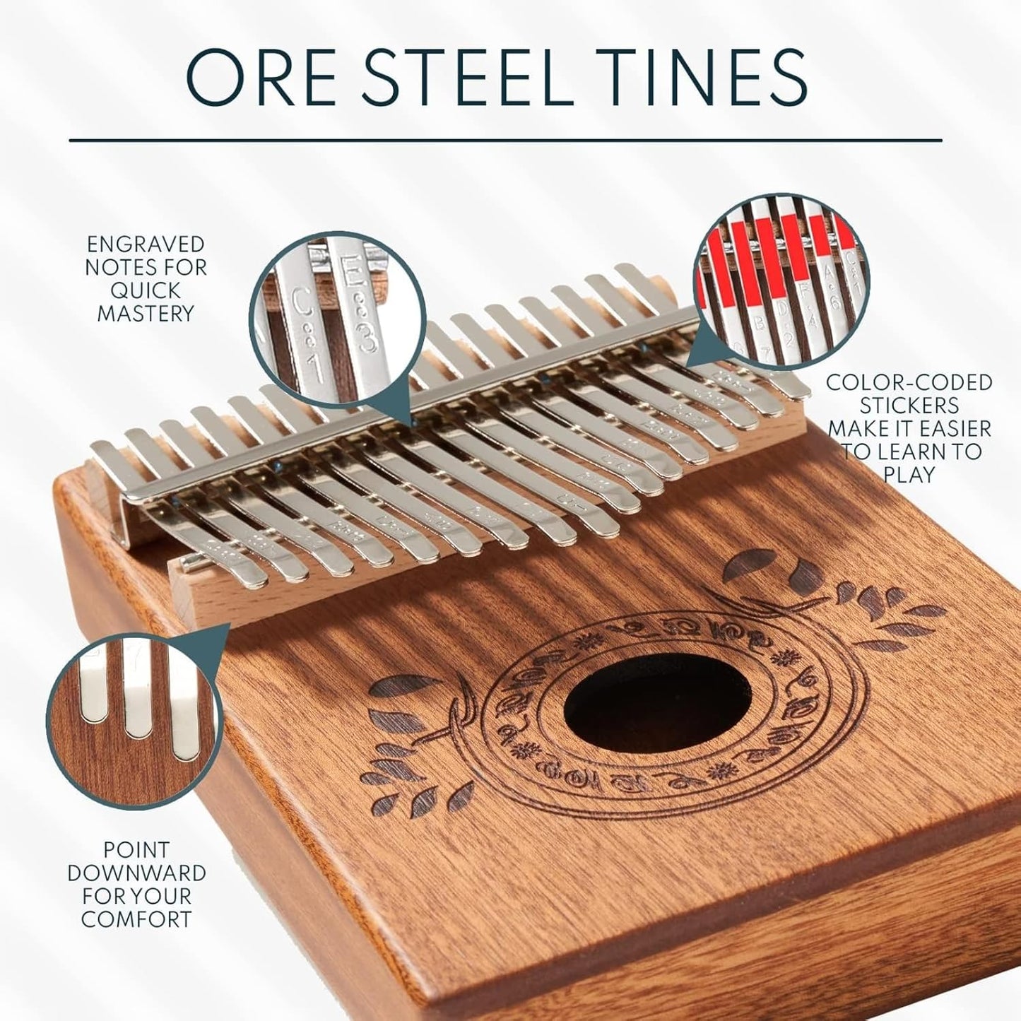 Kalimba 17 Key Thumb Piano | Premium, Lightweight & Durable Mahogany Mbira | Reduce Stress & Promote Well-Being | All Inclusive - Tuning Hammer, Velvet Bag & More | Great Gift for Kids & Adults